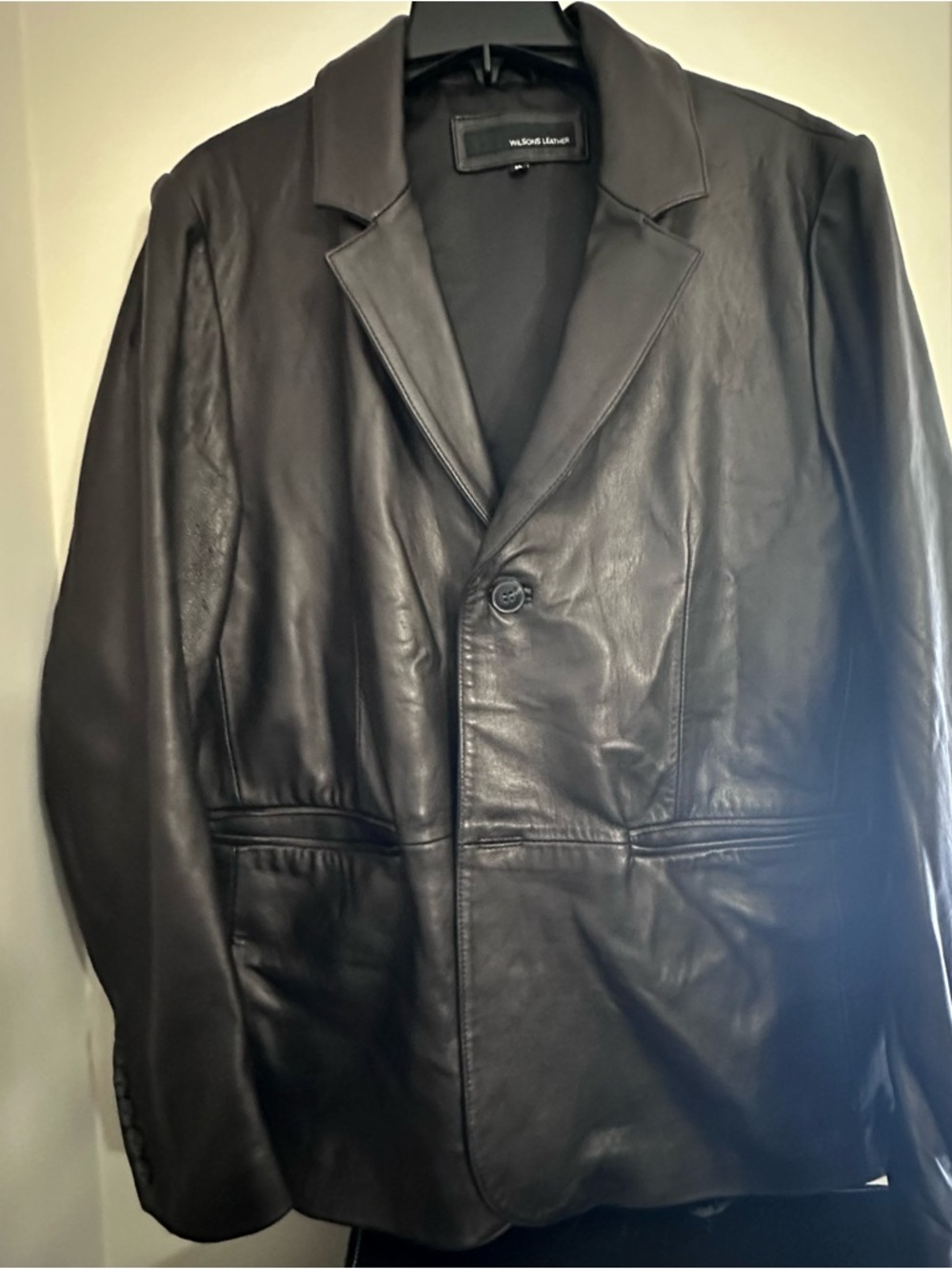 Wilsons Leather Black Leather Jacket with Classic Collar